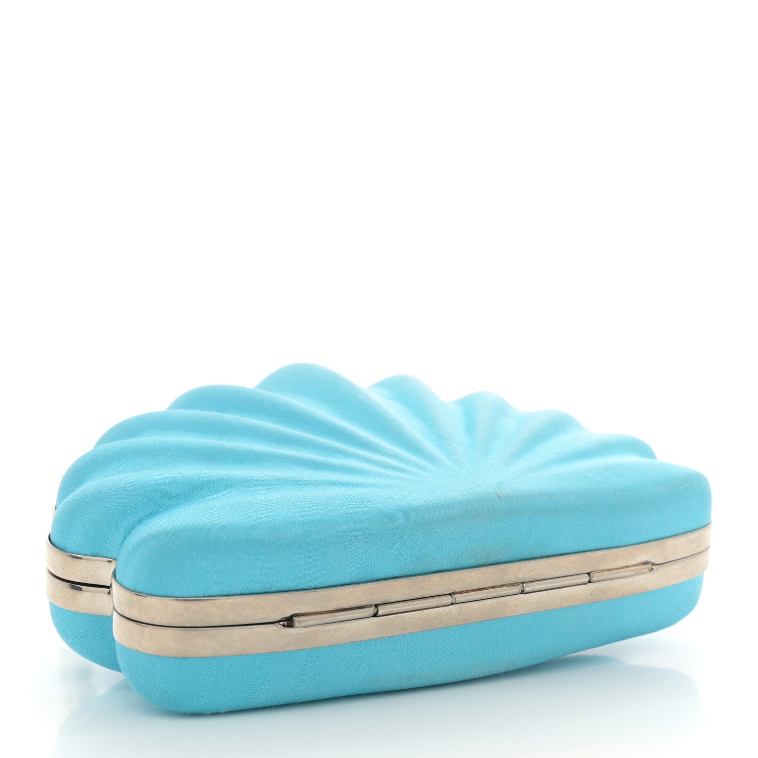 Balenciaga Satin Pearl Shell Clutch Bag Turquoise 4 of 12