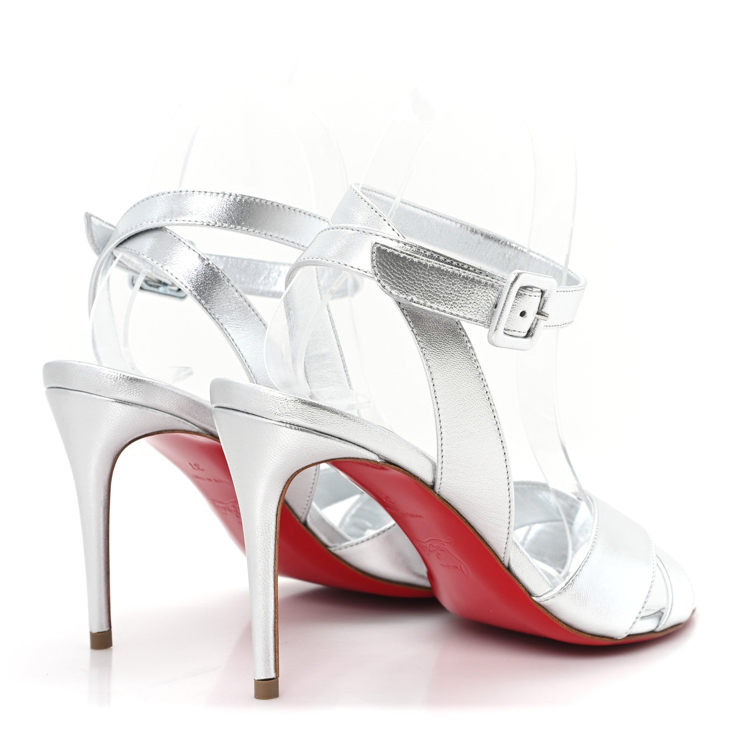 Christian Louboutin Kid Laminato Mariza 85 Sandals 37 Silver 5 of 8