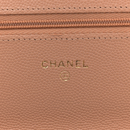 Chanel Caviar Quilted Crystal CC Wallet On Chain WOC Beige 6 of 12