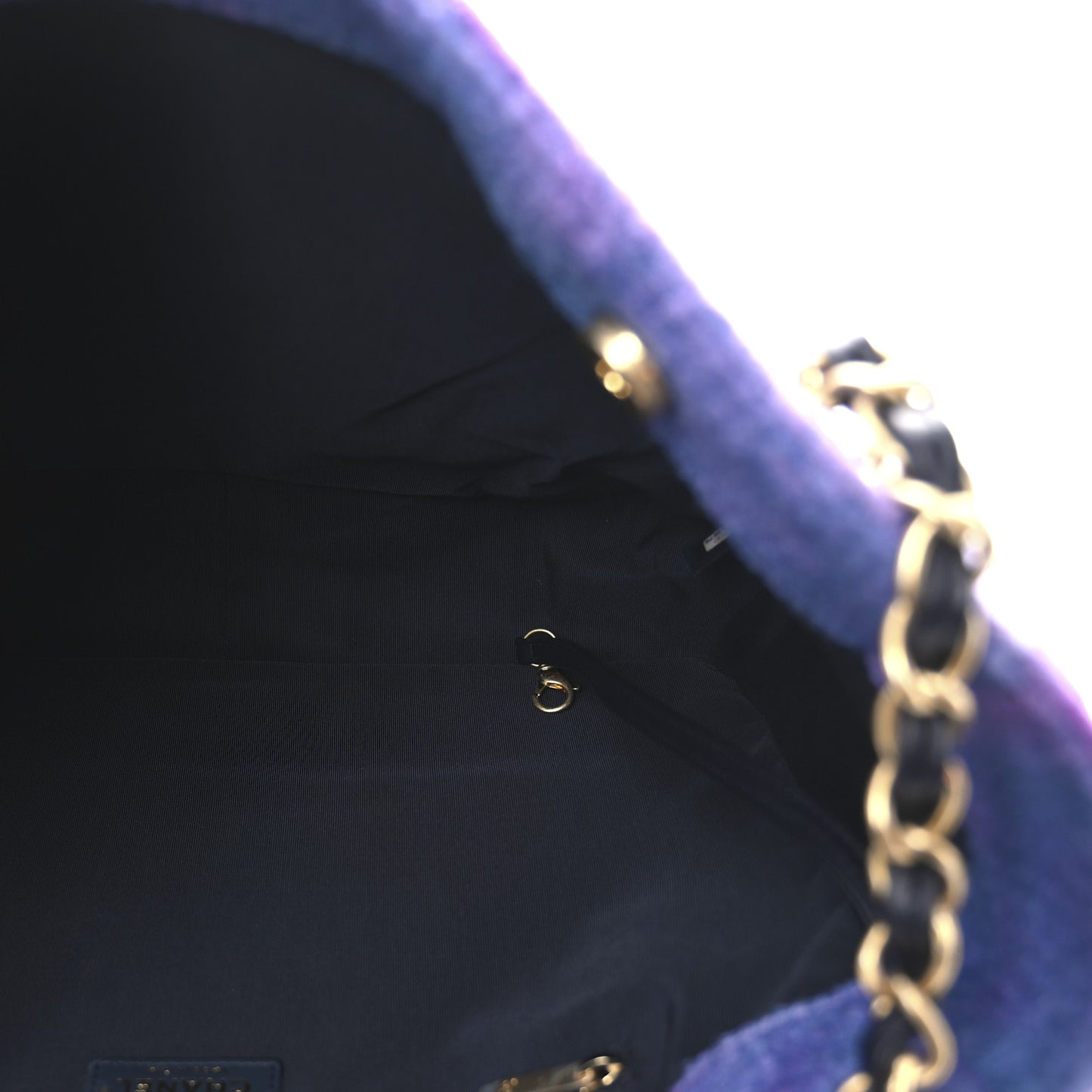 Wool Tweed CC Tote Purple Black Blue