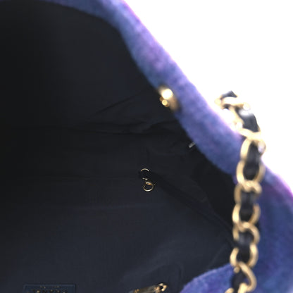 Chanel Wool Tweed CC Tote Purple Black Blue 5 of 10