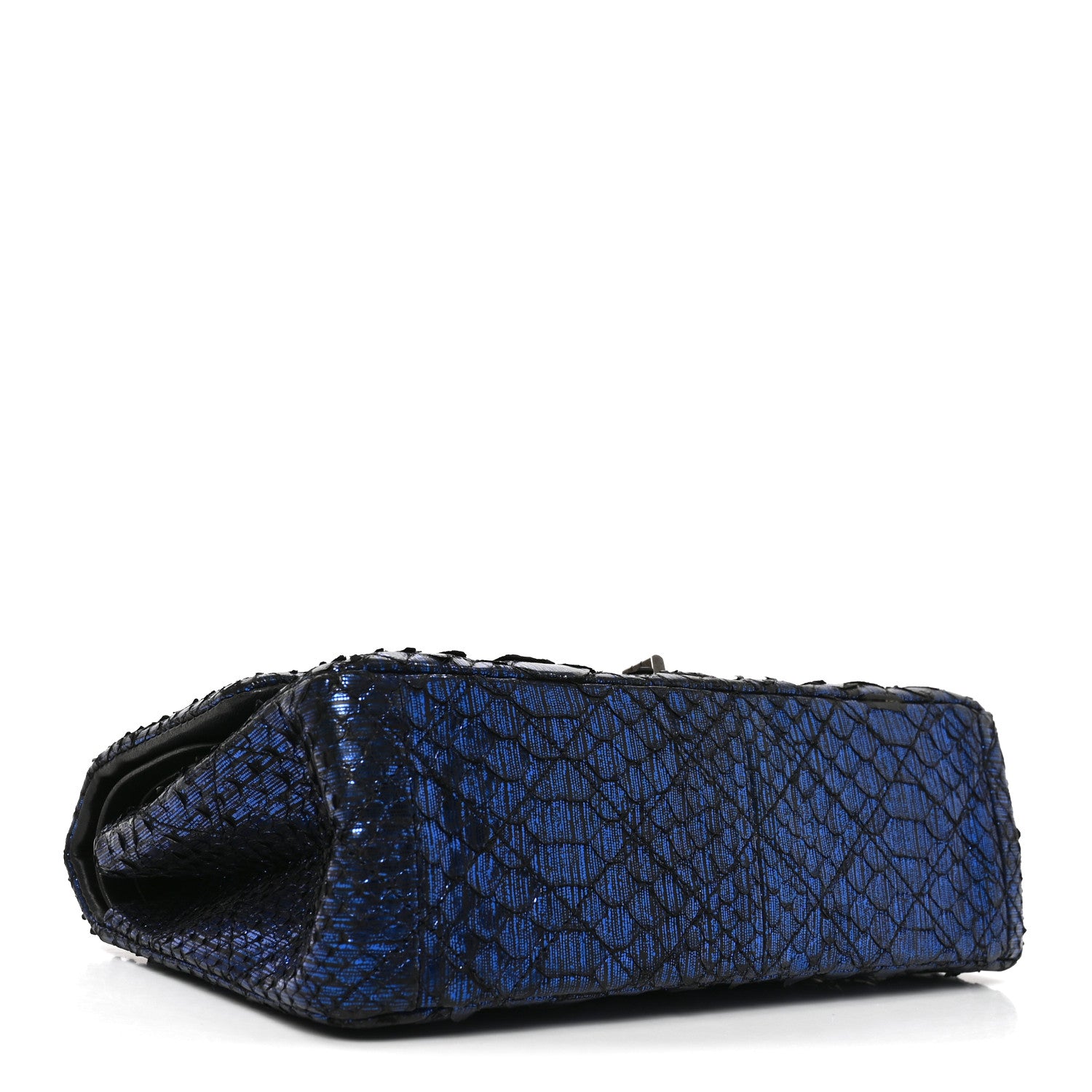 Chanel Metallic Snakeskin 2.55 Reissue 225 Flap Blue 4 of 11