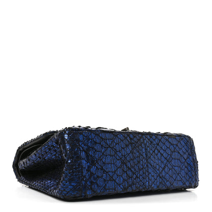 Chanel Metallic Snakeskin 2.55 Reissue 225 Flap Blue 4 of 11
