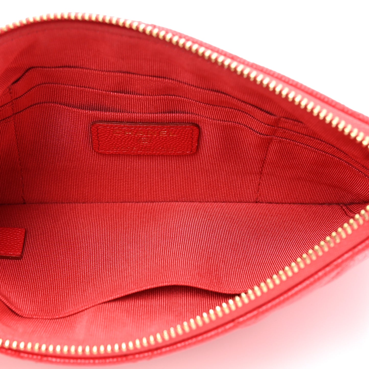 Shiny Caviar Quilted Cosmetic Case Red