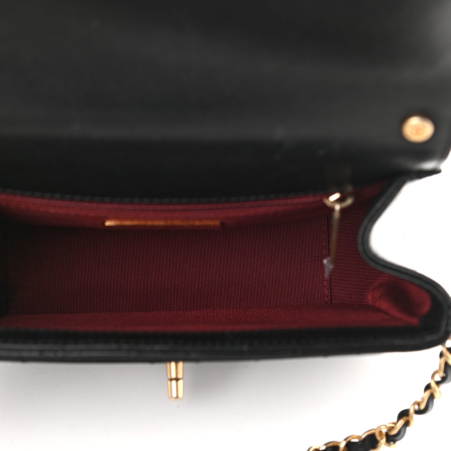 Lambskin Quilted Small Chain Infinity Top Handle Flap Black