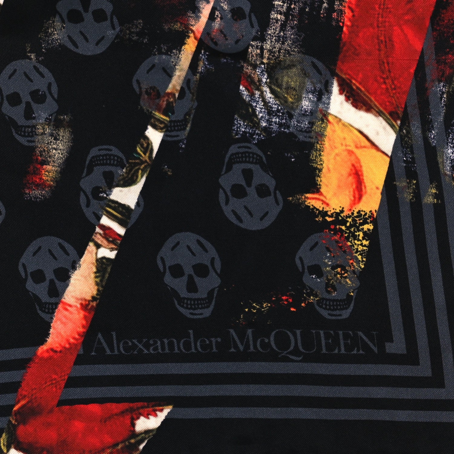 Alexander McQueen Silk Dutch Floral Red Black 3 of 3