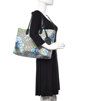 Gucci GG Supreme Monogram Blooms Medium Reversible Tote Beige Blue Navy 2 of 15