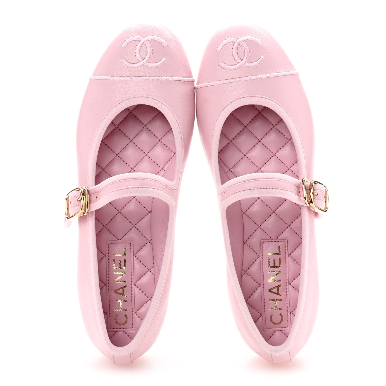 Chanel Lambskin Mary Jane Flats 36.5 Light Pink 2 of 10