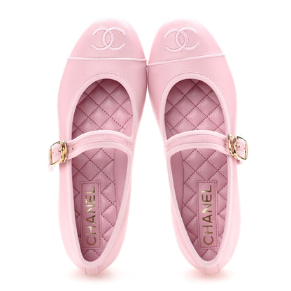 Chanel Lambskin Mary Jane Flats 36.5 Light Pink 2 of 10