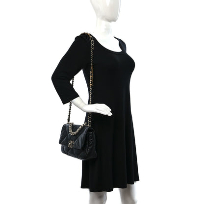 Chanel Shiny Goatskin Quilted Medium Chanel 19 Flap Black 2 of 9