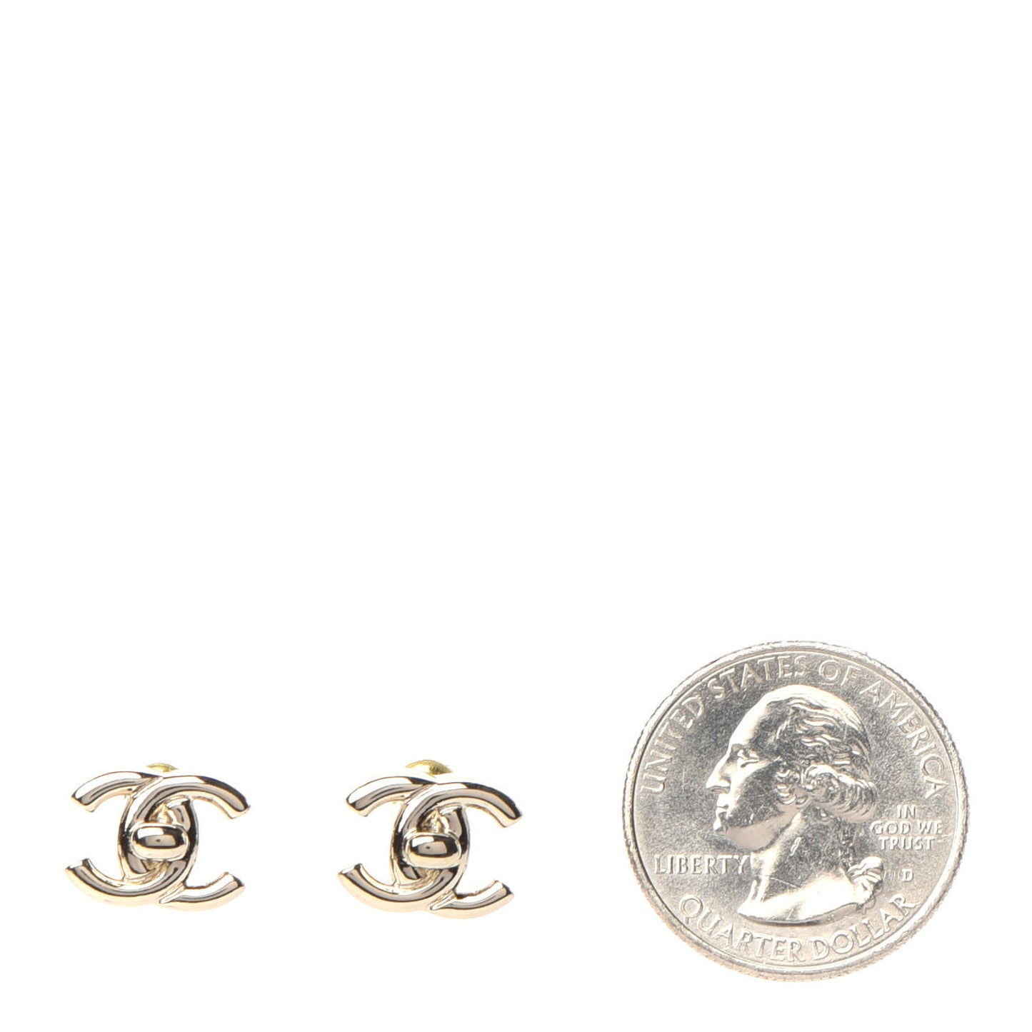 Metal CC Turnlock Clip On Earrings Gold