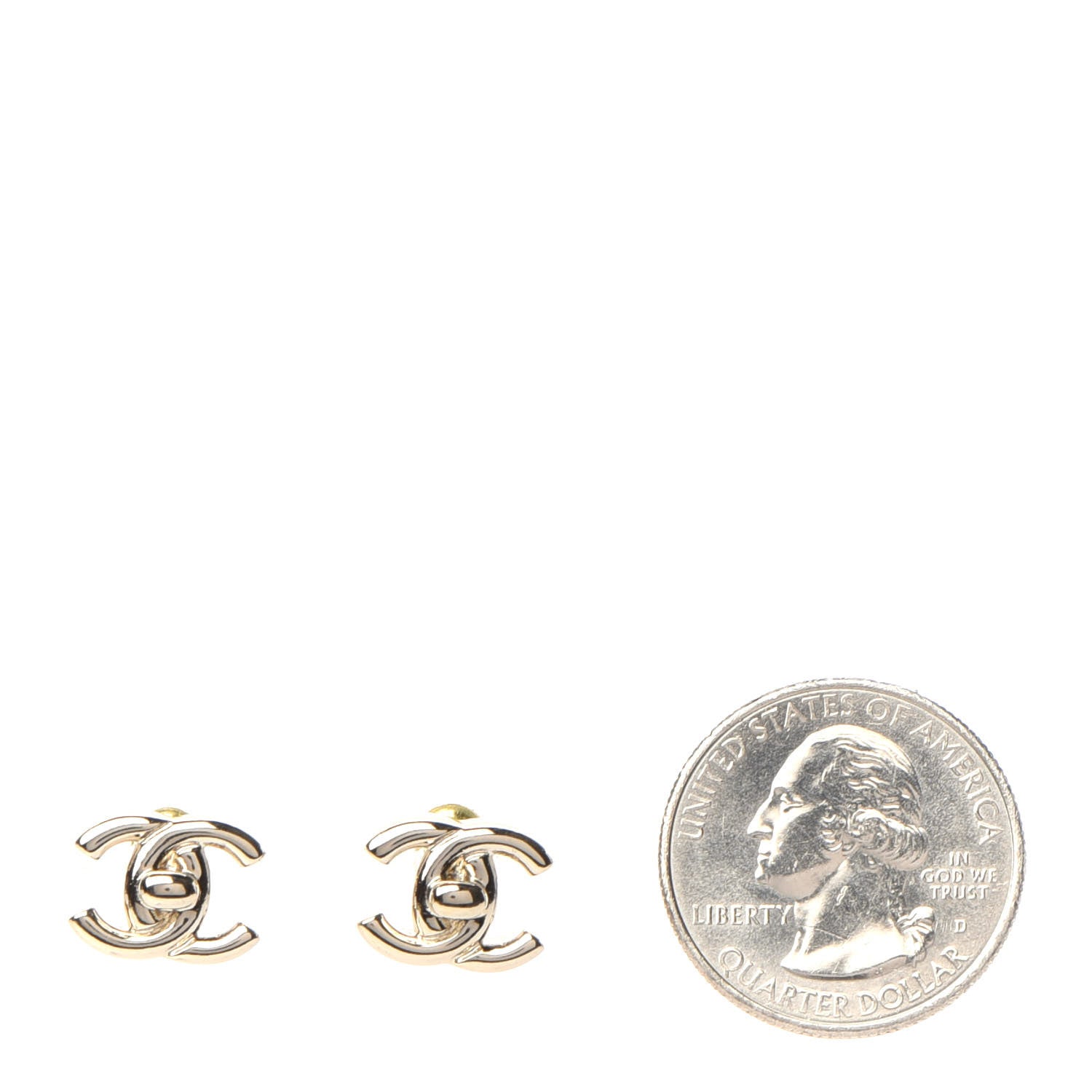Chanel Metal CC Turnlock Clip On Earrings Gold 2 of 5