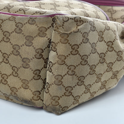 Gucci Monogram Margaux Calfskin Large Diaper Bag Beige Ebony Peonia Flower 11 of 17