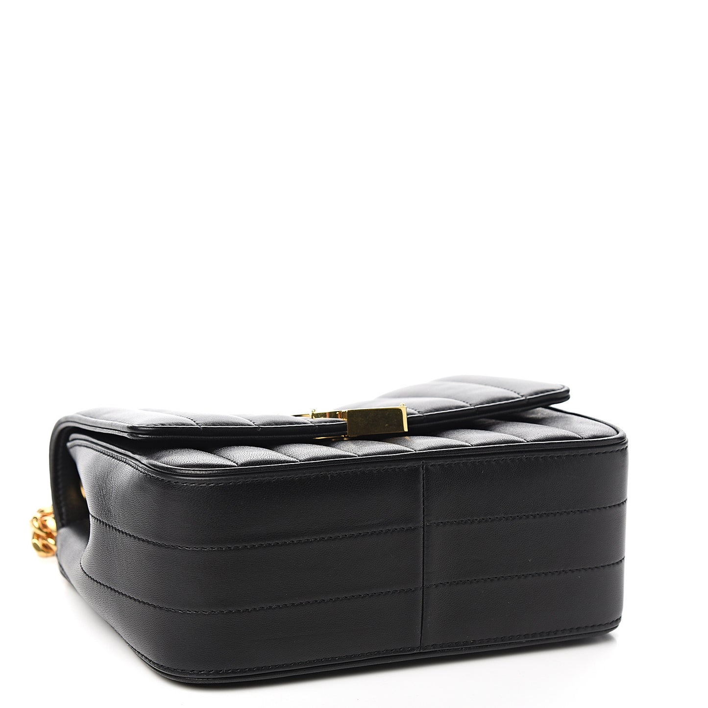 Lambskin Matelasse Monogram Medium Vicky Chain Bag Black