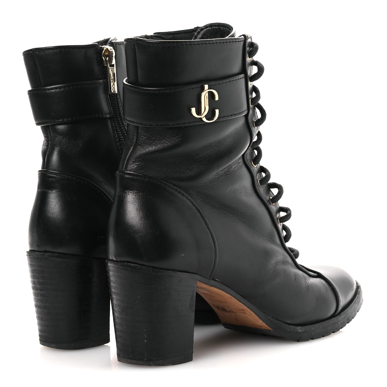 Jimmy Choo Calfskin Combat Boots 36.5 Black 5 of 14