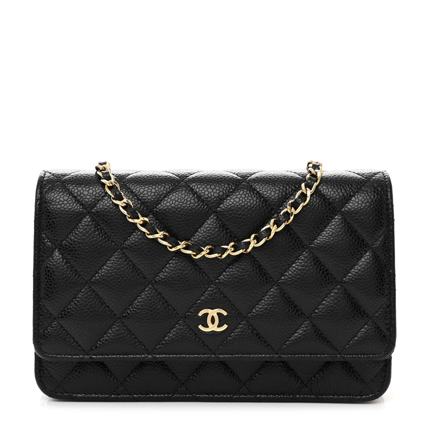Caviar Quilted Wallet on Chain WOC Black