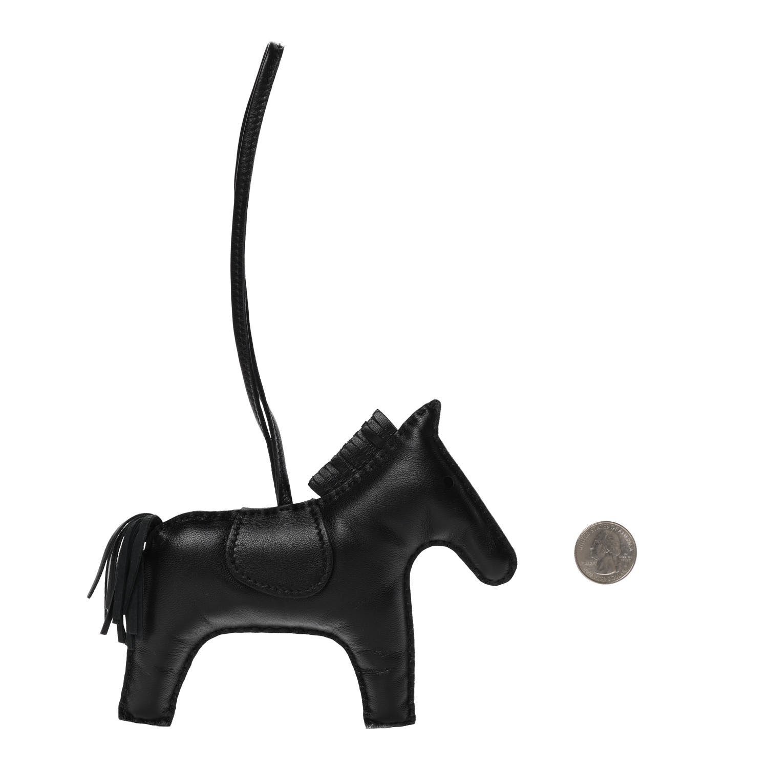 Hermes Milo Lambskin Grigri Rodeo Horse Bag Charm GM So Black 2 of 4