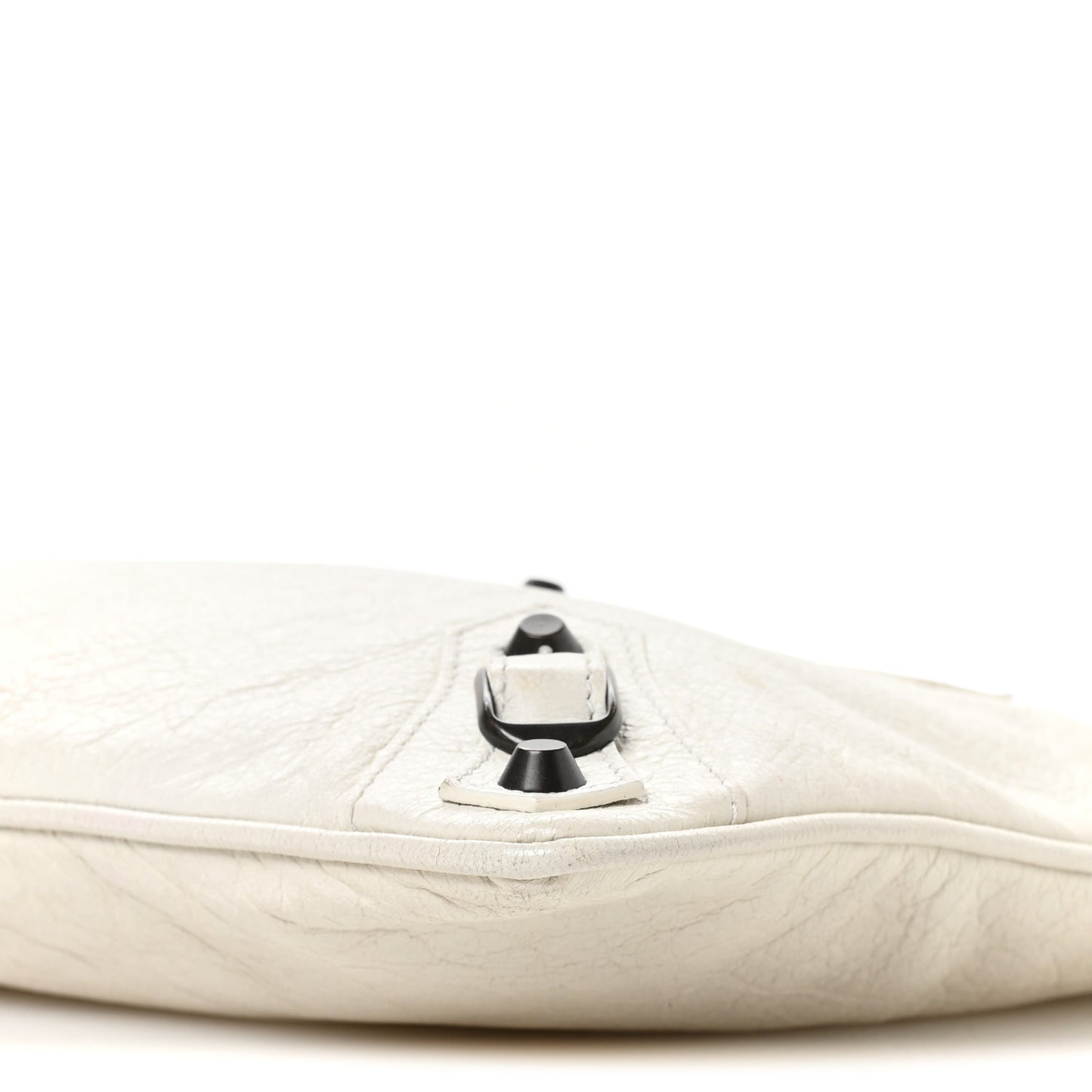 Agneau Classic Hardware Flat Handle Clutch White