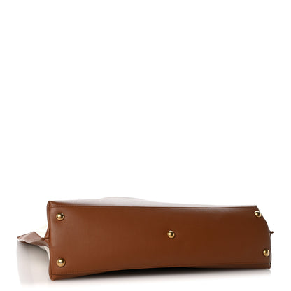 Saint Laurent Calfskin Linen Two Tone Cabas Tote Beige 3 of 12