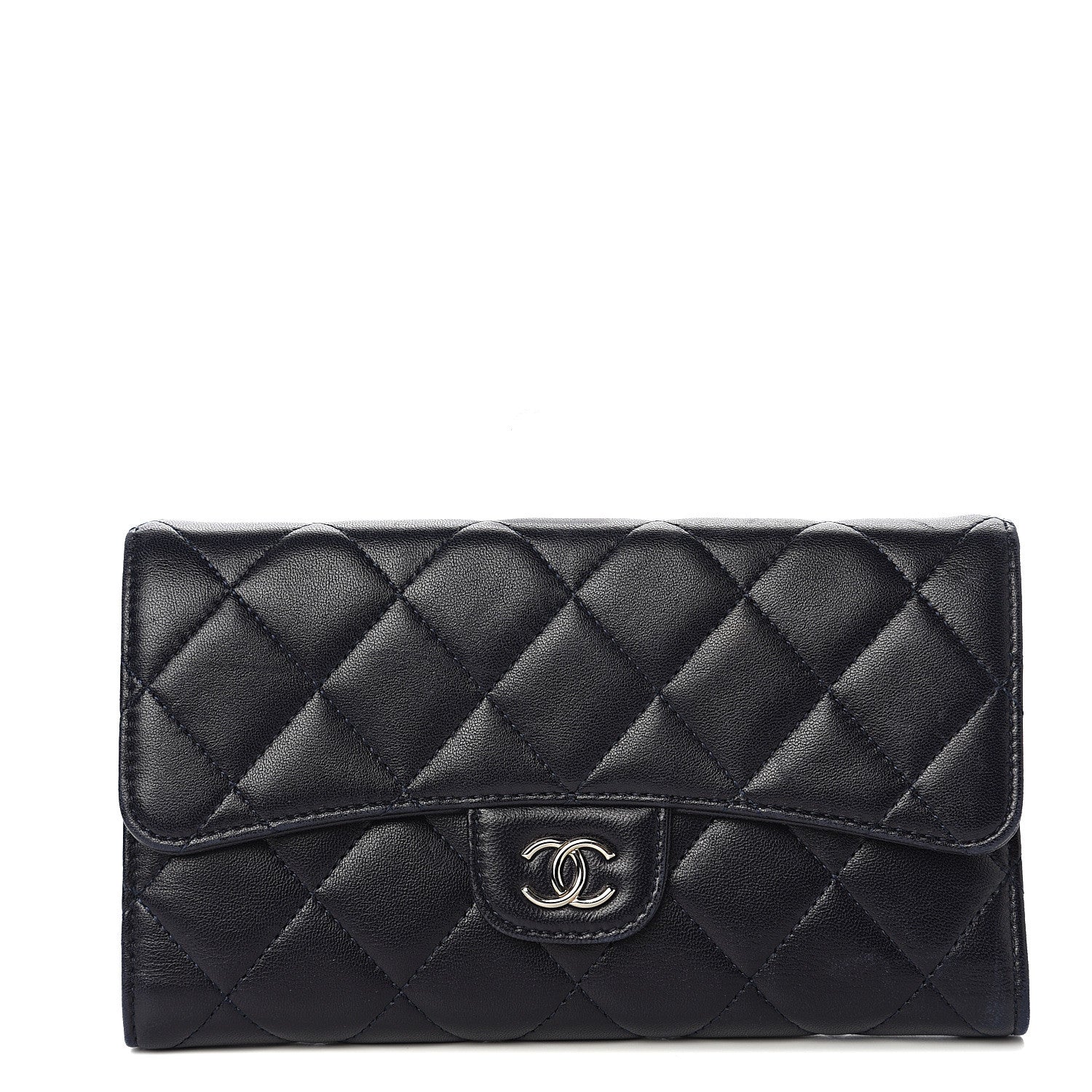 Chanel Lambskin Quilted Large Flap Wallet Black 1 of 9