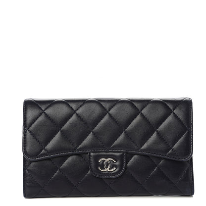 Chanel Lambskin Quilted Large Flap Wallet Black 1 of 9