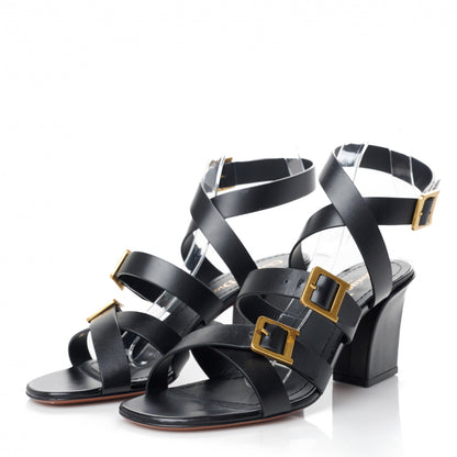 Christian Dior Calfskin Double D 70mm Sandals 38 Black 2 of 8
