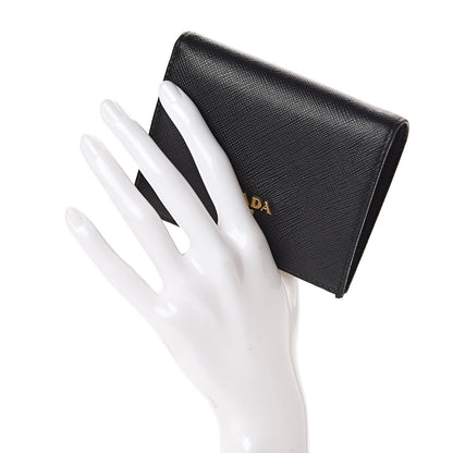 Prada Saffiano Colour Compact Wallet Black Ibisco 2 of 9