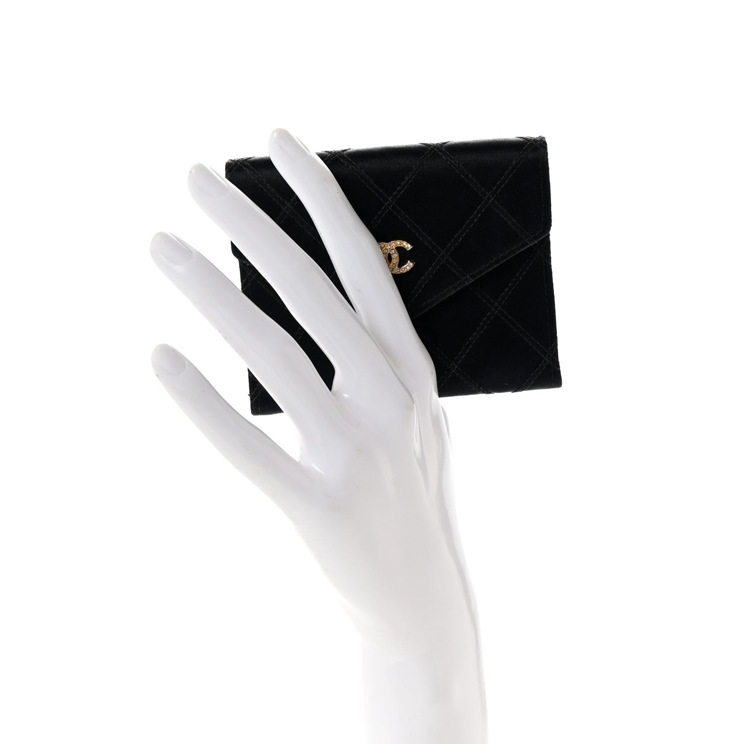 Satin Stitched Flap Card Case Black