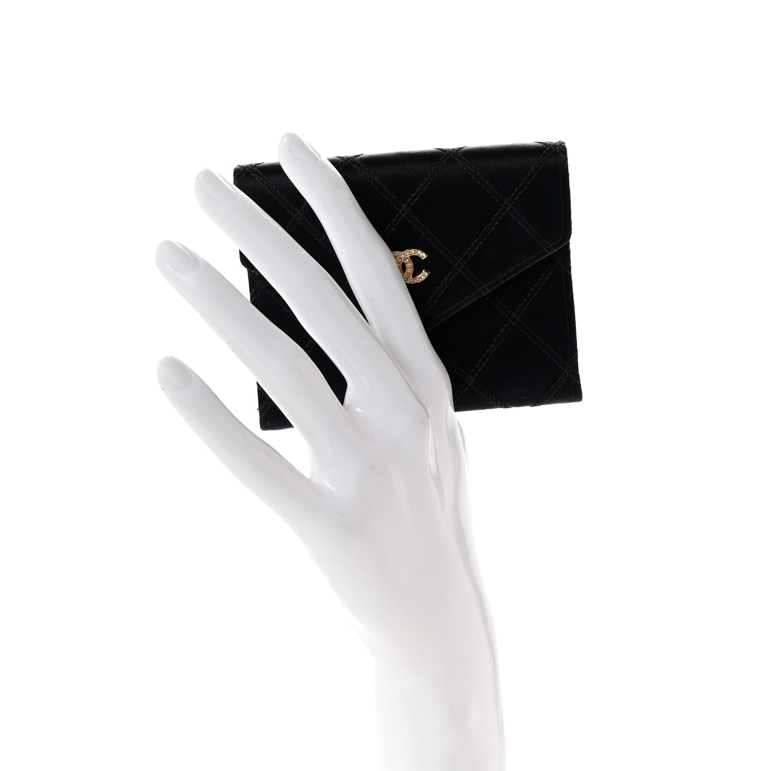 Chanel Satin Stitched Flap Card Case Black 2 of 8