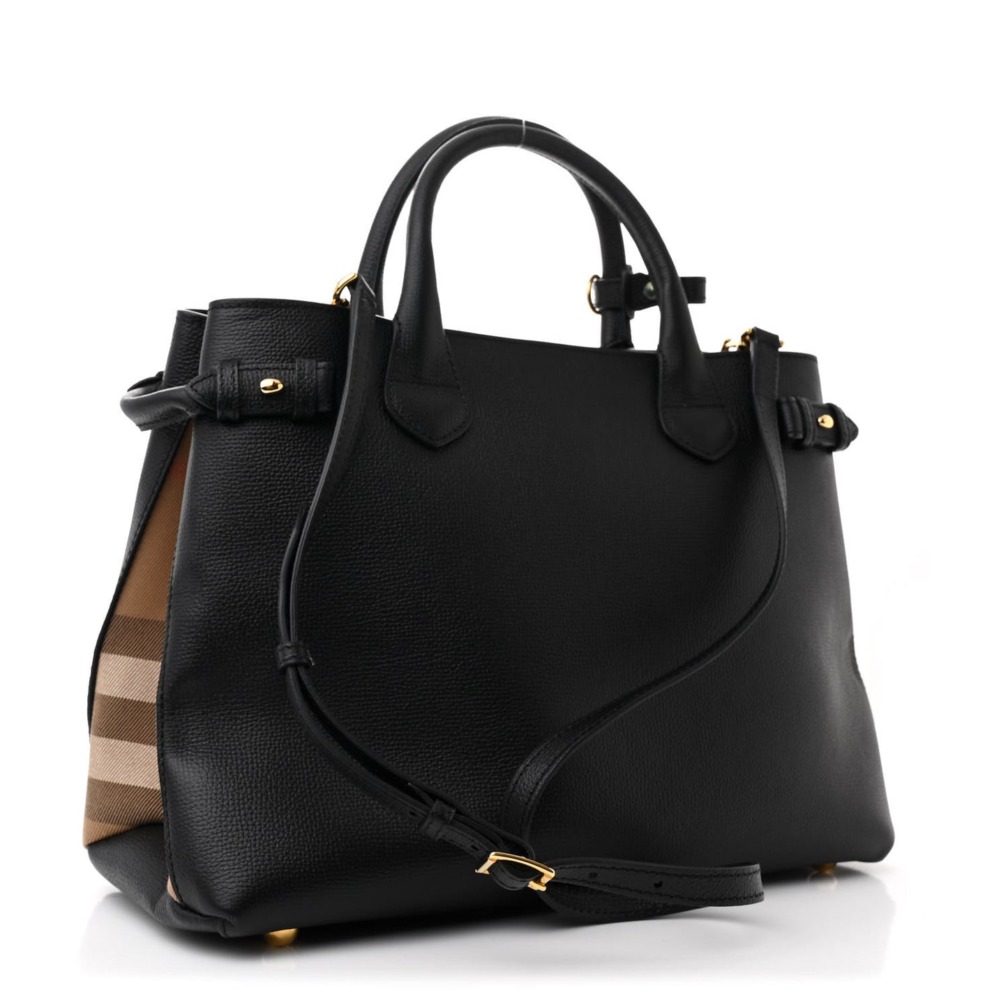 Derby Calfskin House Check Medium Banner Tote Black