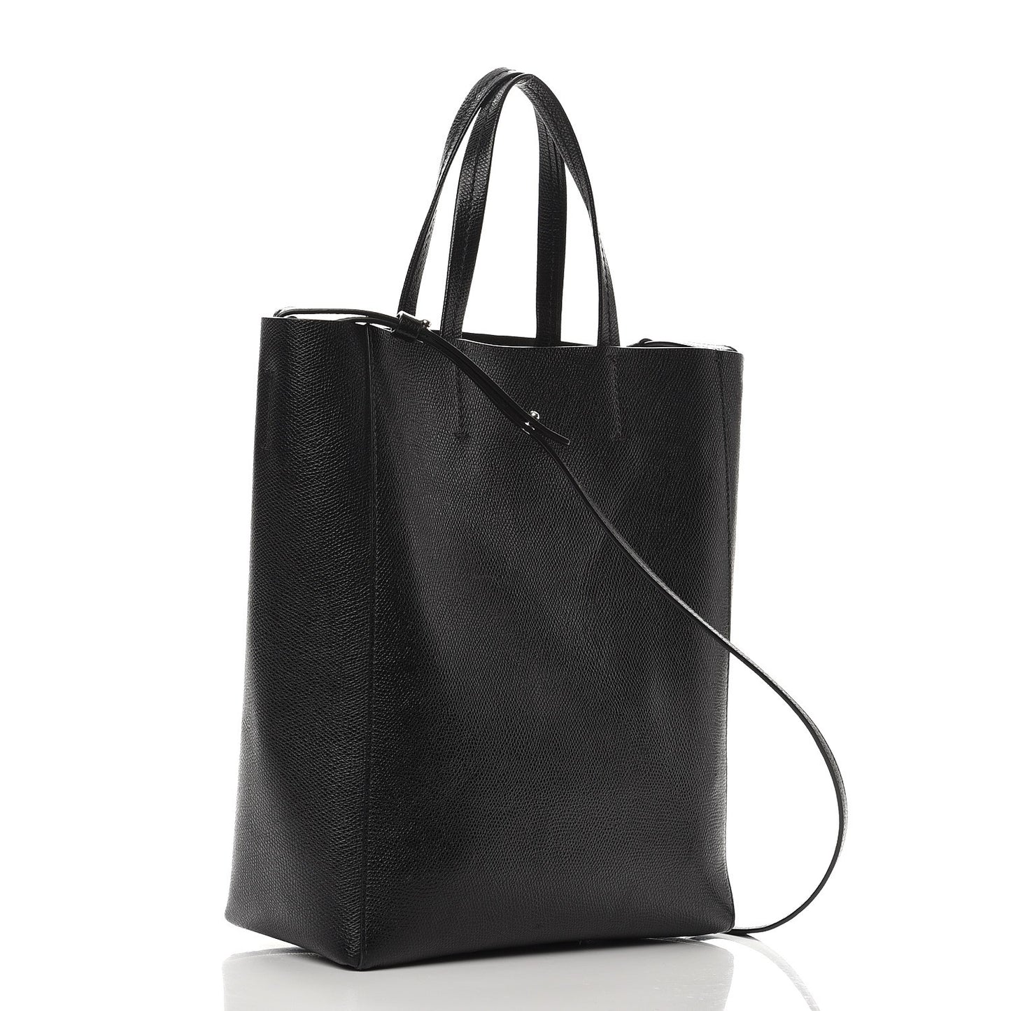 Grained Calfskin Small Vertical Cabas Black