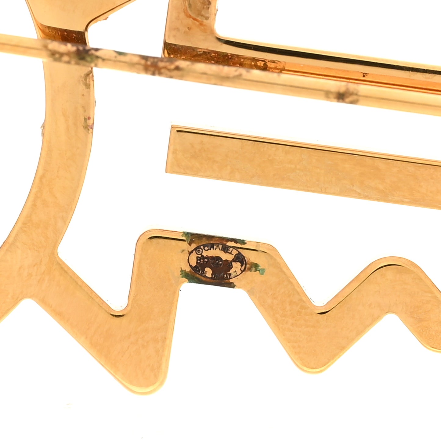 Crystal CC Key Brooch Black Gold