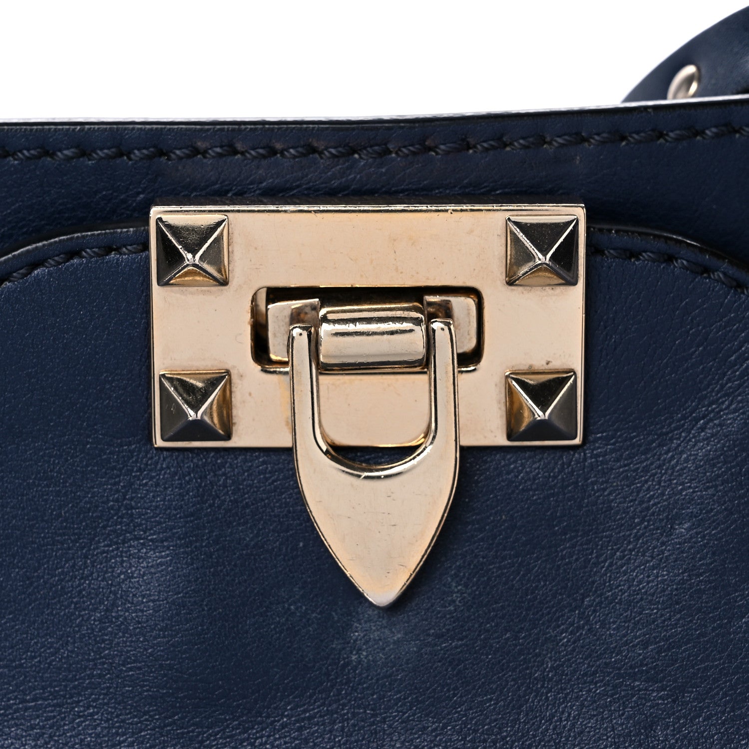 Valentino Garavani Vitello Medium Rockstud Tote Marine 25 of 33