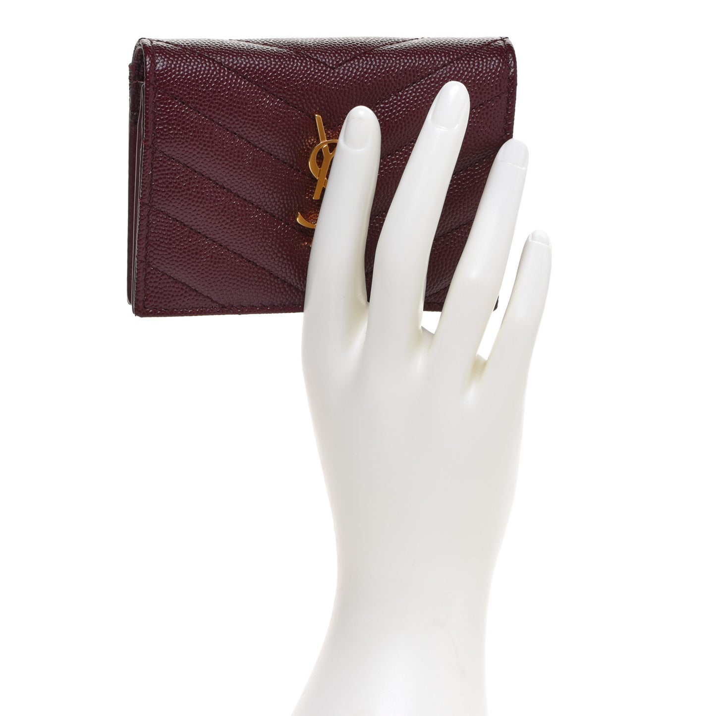 Grain De Poudre Matelasse Chevron Monogram Card Case Bordeaux