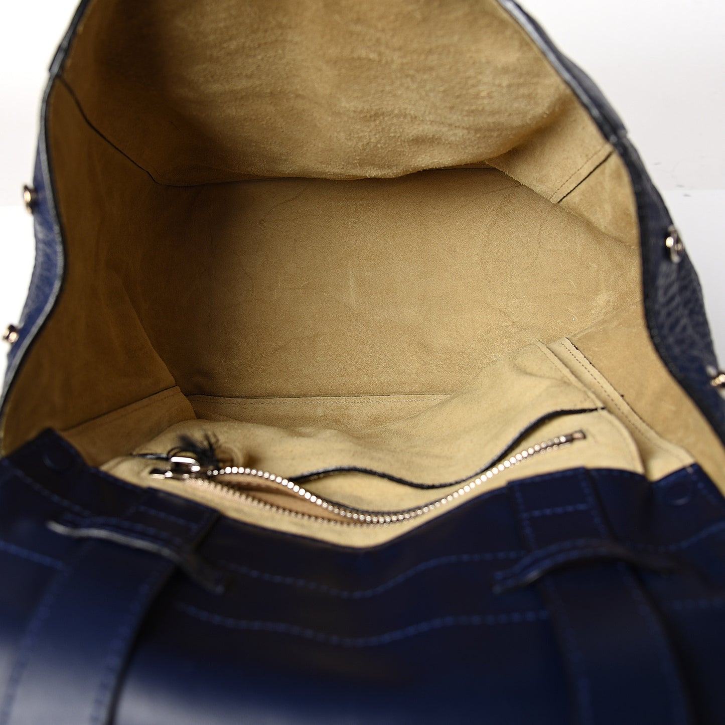 Pebbled Calfskin PS Courier Backpack New Navy