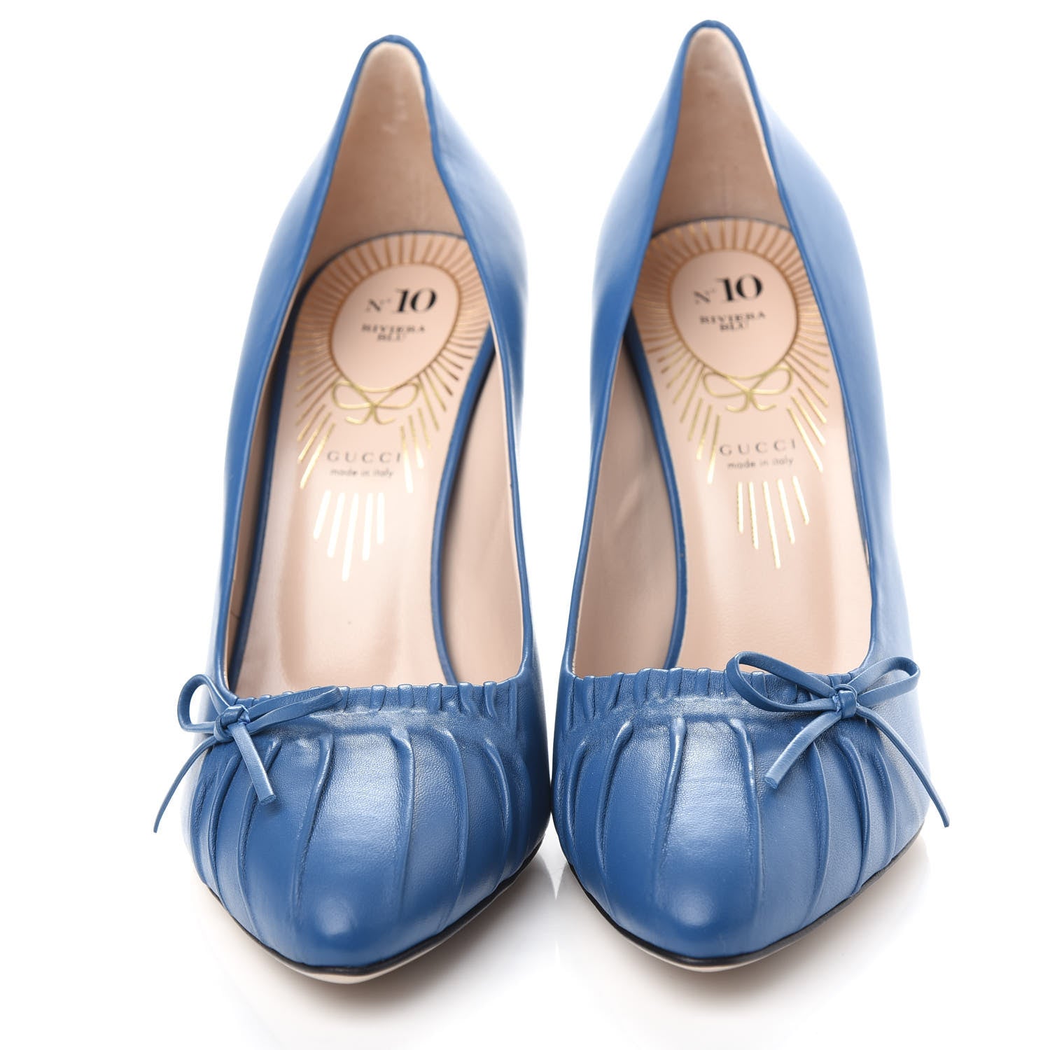 Gucci Nappa Bow High Heel Pumps 39 Riviera Blue 5 of 10