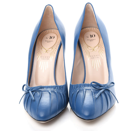 Gucci Nappa Bow High Heel Pumps 39 Riviera Blue 5 of 10