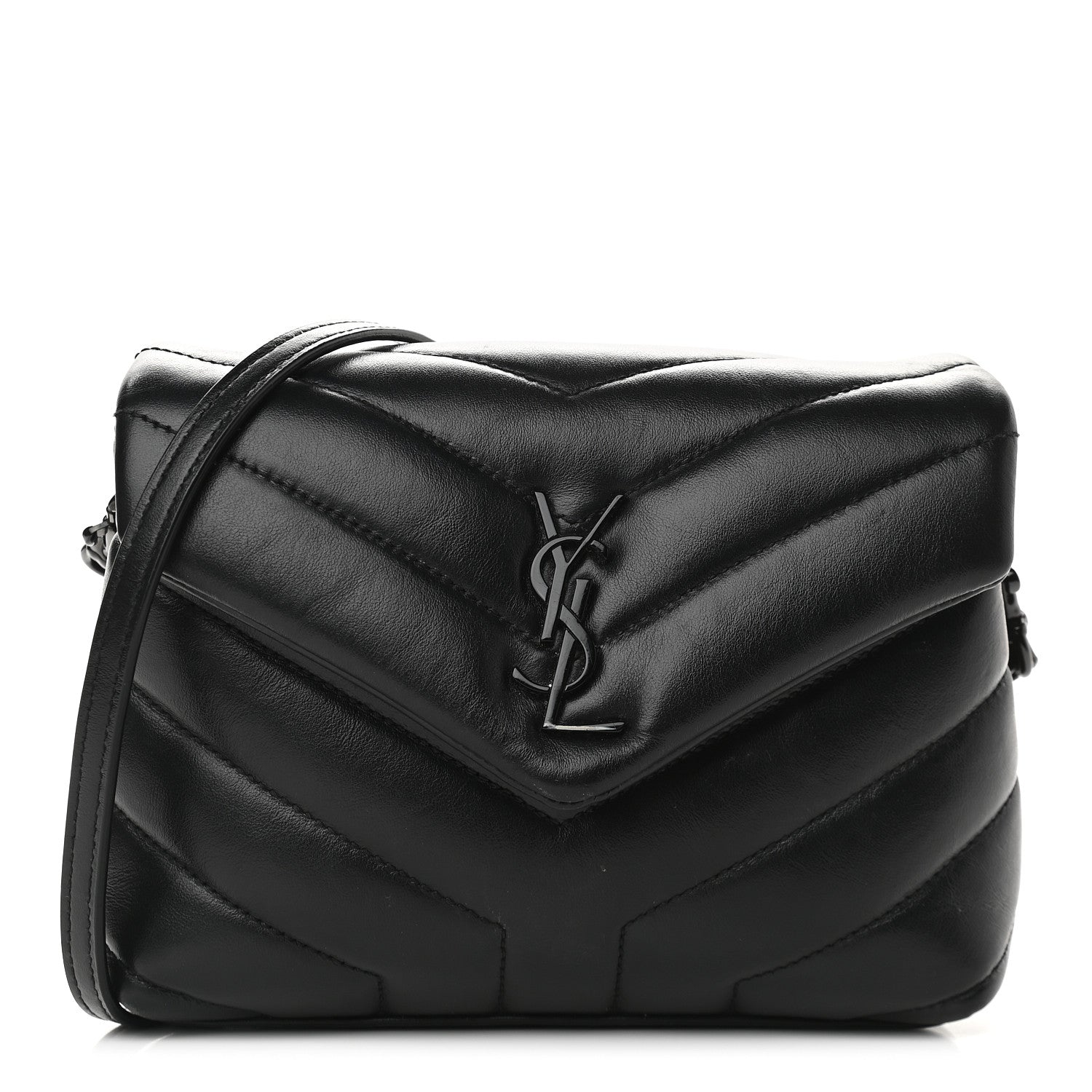 Saint Laurent Calfskin Y Quilted Monogram Toy Loulou Crossbody Bag Black 1 of 10