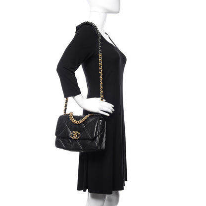 Chanel Lambskin Quilted Medium 19 Flap Black 2 of 12