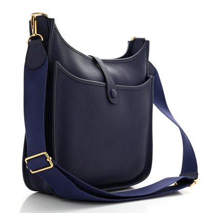 Hermes Taurillon Clemence Evelyne III PM Bleu Encre 2 of 12