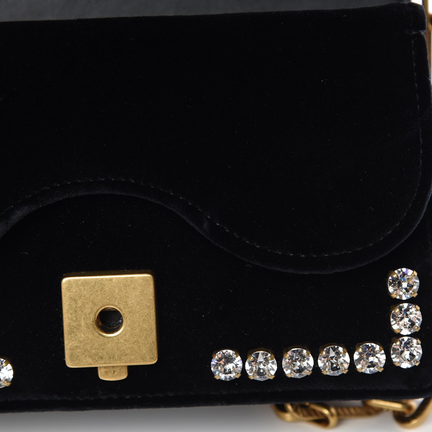 Gucci Velvet Crystal Mini Bee Broadway Shoulder Bag Black 8 of 14
