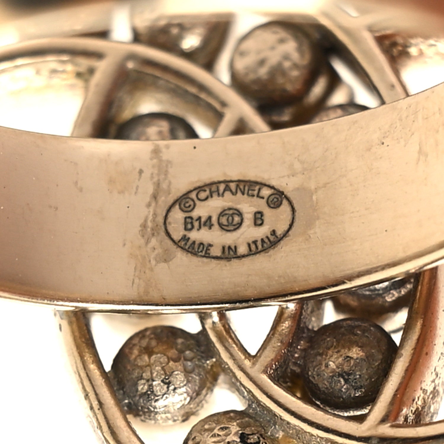 Chanel Crystal Pearl CC Ring 53 6.25 Gold 4 of 5