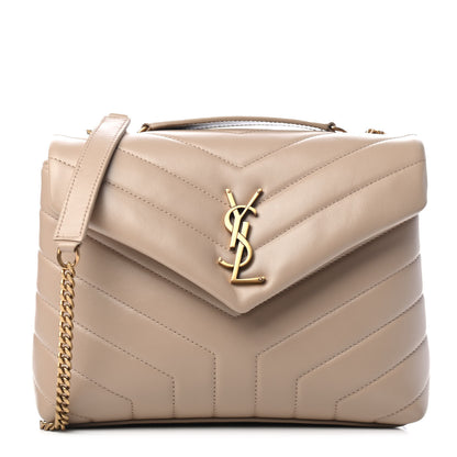 Saint Laurent Calfskin Y Quilted Monogram Small Loulou Chain Satchel Dark Beige 1 of 4