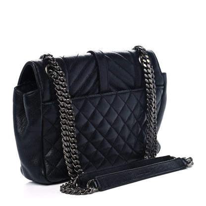 Saint Laurent Sheepskin Tri-Quilt Monogram Medium College Bag Black 3 of 16