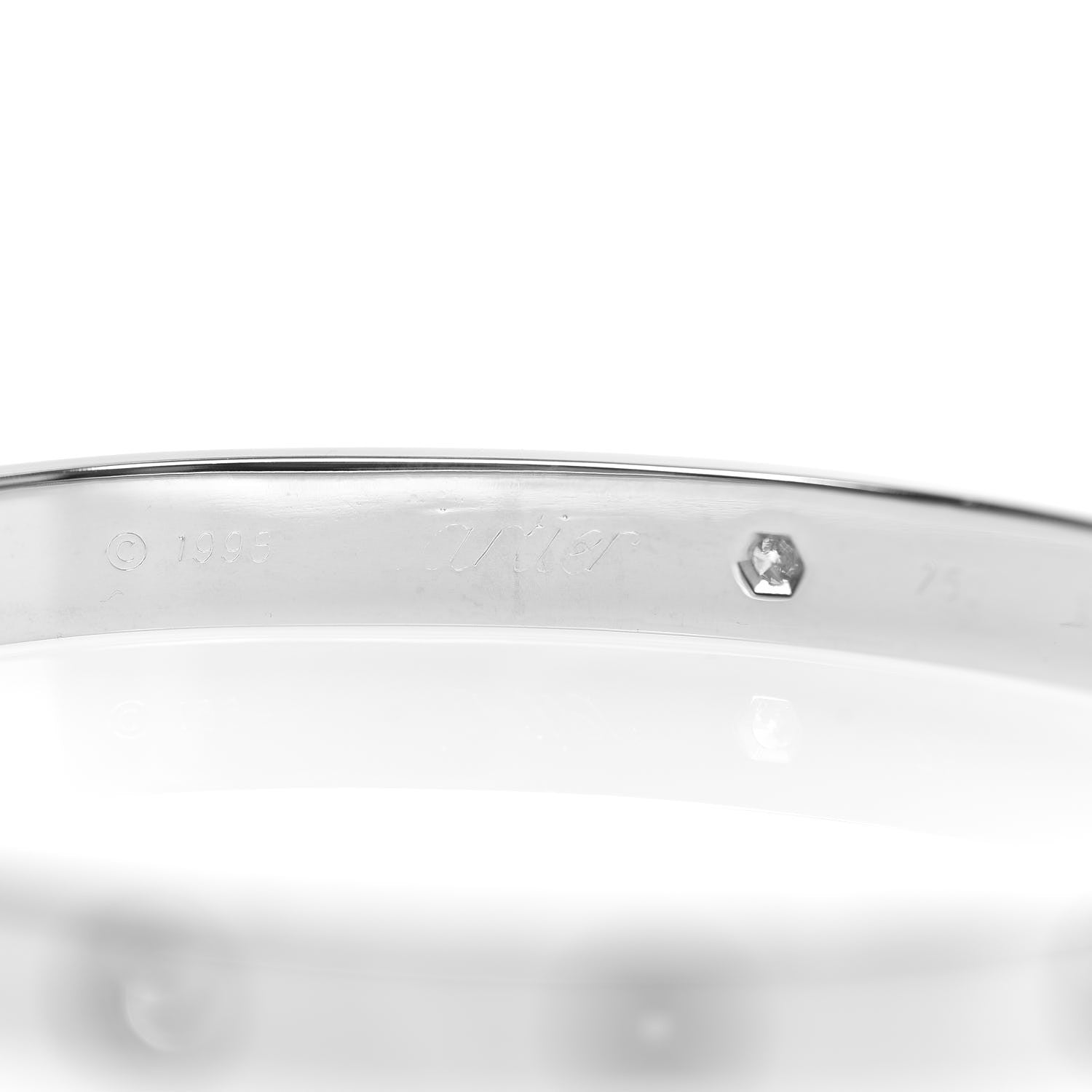 Cartier 18K White Gold 6 Diamond LOVE Bracelet 18 7 of 8