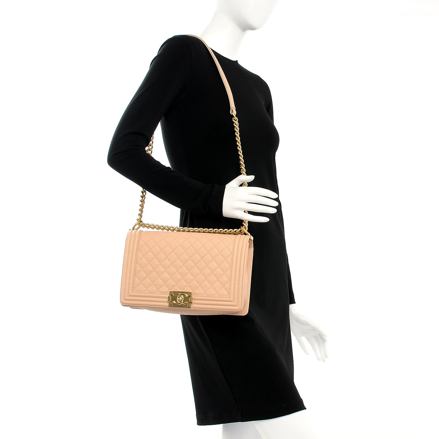 Chanel Caviar Quilted New Medium Boy Flap Beige Clair 2 of 8