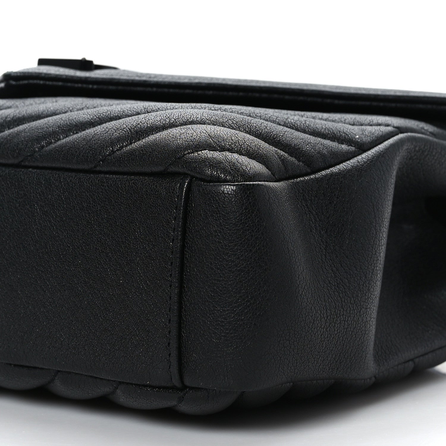 Saint Laurent Sheepskin Matelasse Chevron Monogram Monochrome Medium College Bag Black 9 of 9