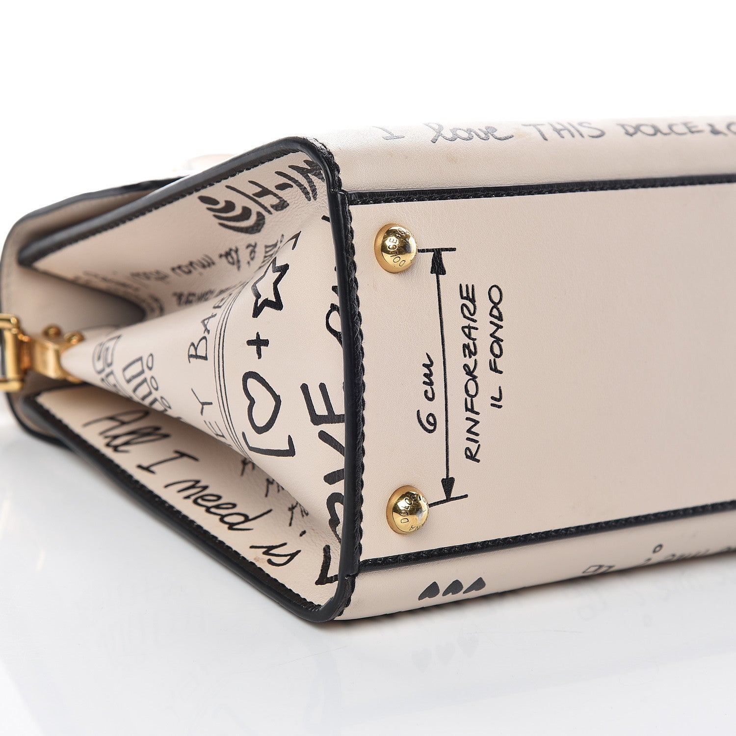 Dolce & Gabbana Calfskin Graffiti Printed Welcome Satchel White Black 5 of 9