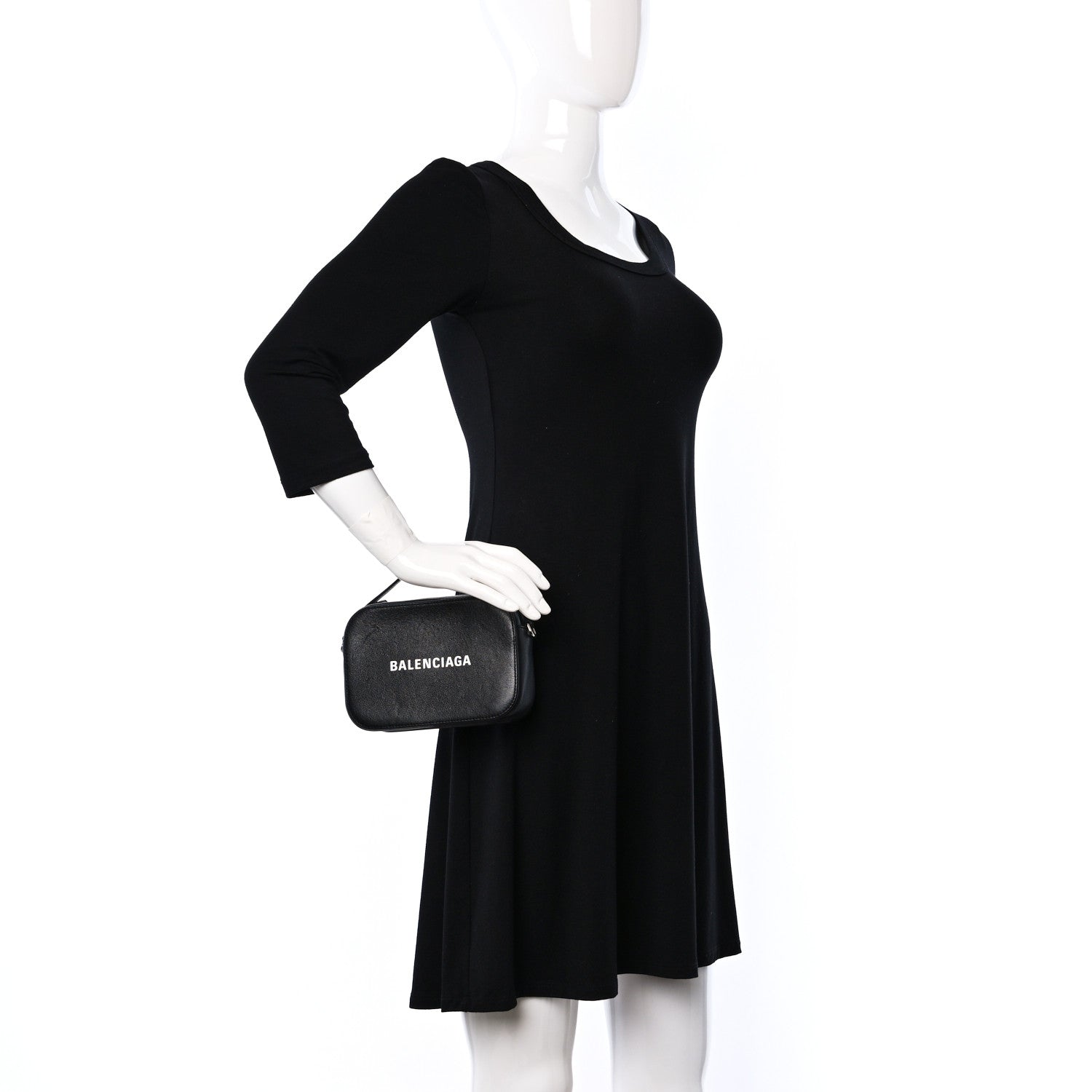 Balenciaga Calfskin Logo XS Everyday Camera Bag with Handle Black 2 of 9