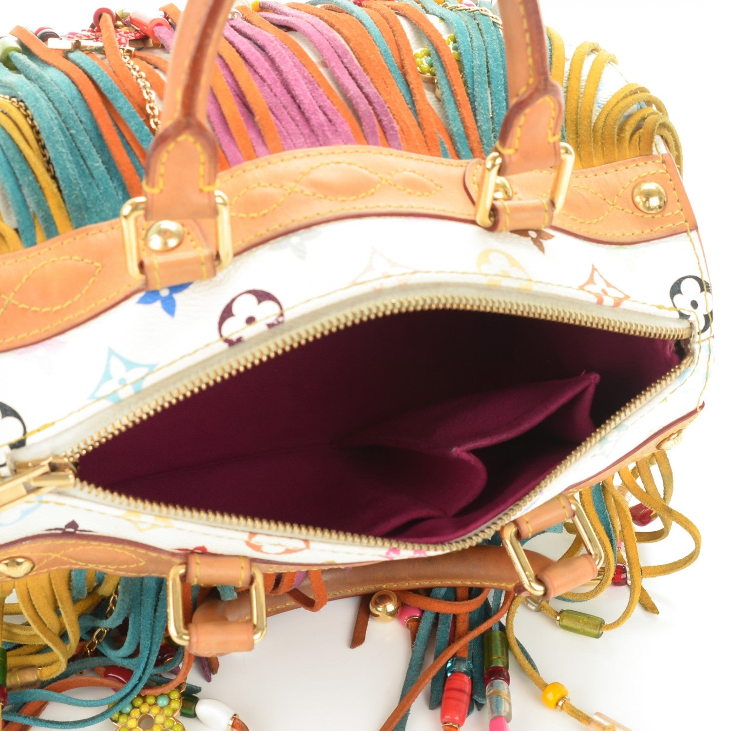 Louis Vuitton Monogram Multicolor Fringe Speedy 25 White 5 of 7